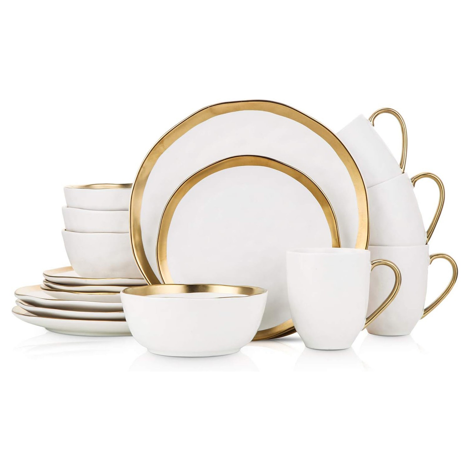Stone Lain Porcelain 16pc Dinnerware Set, Service for 4, White (Open Box) gallery