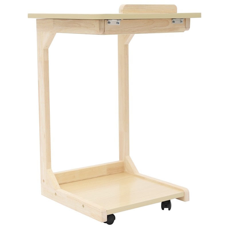 2-tier C Shaped Table Adjustable Angle C Table with Wheels 25kg Load Couch Table gallery