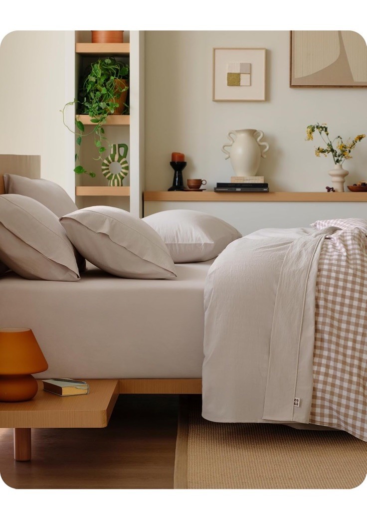 100% Washed Cotton Percale Sheets King Size - Linen Like Textured 6-Piece gallery