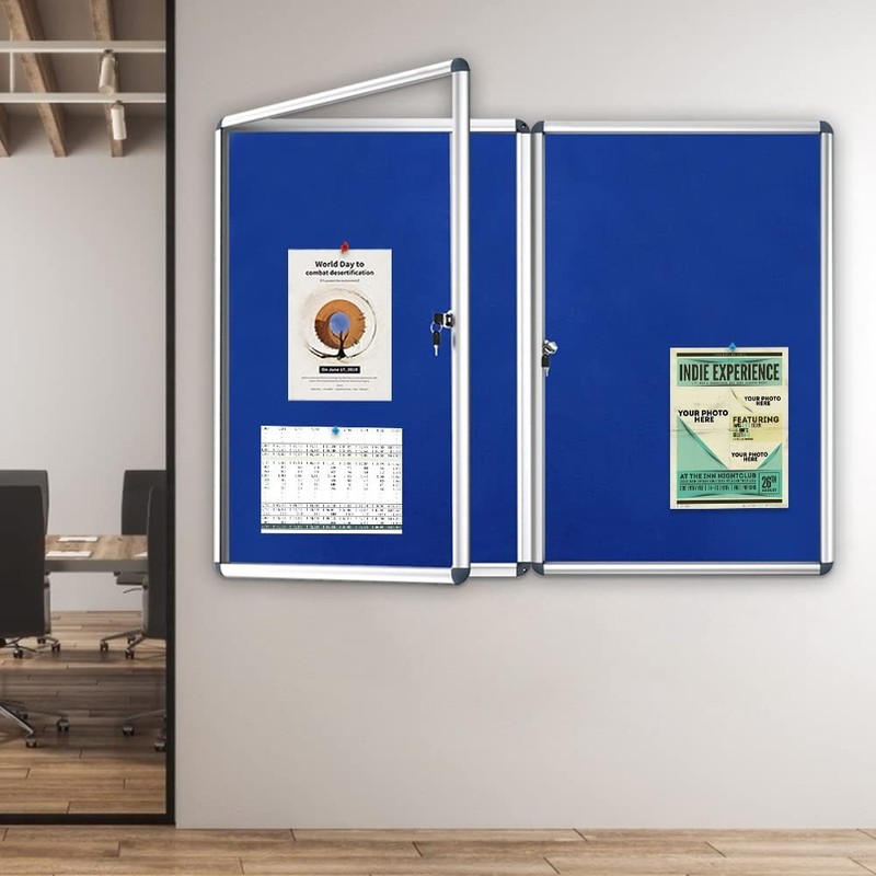 VIZ-PRO Tamperproof Lockable Noticeboard, Silver Aluminium Frame, 36 in x 24 in gallery