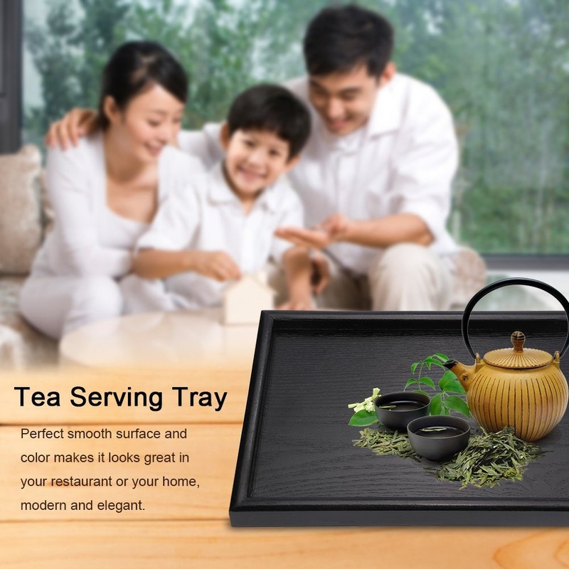 Wood Tea Tray, Rectangle Shape Solid Wooden Tea Coffee Snack Food Meals Serving gallery