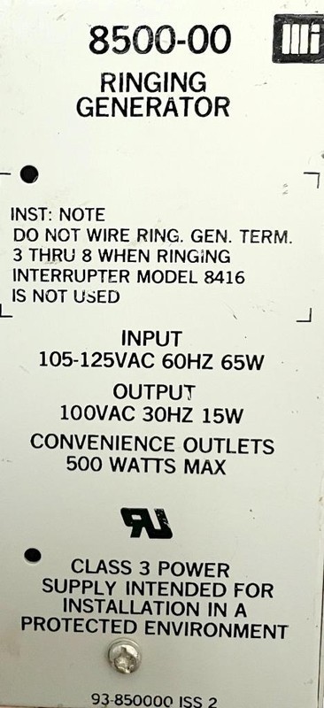 Charles 8500-00 Ringing Generator 105-125VAC 60HZ 65W IN 100VAC 30HZ 15W OUT gallery