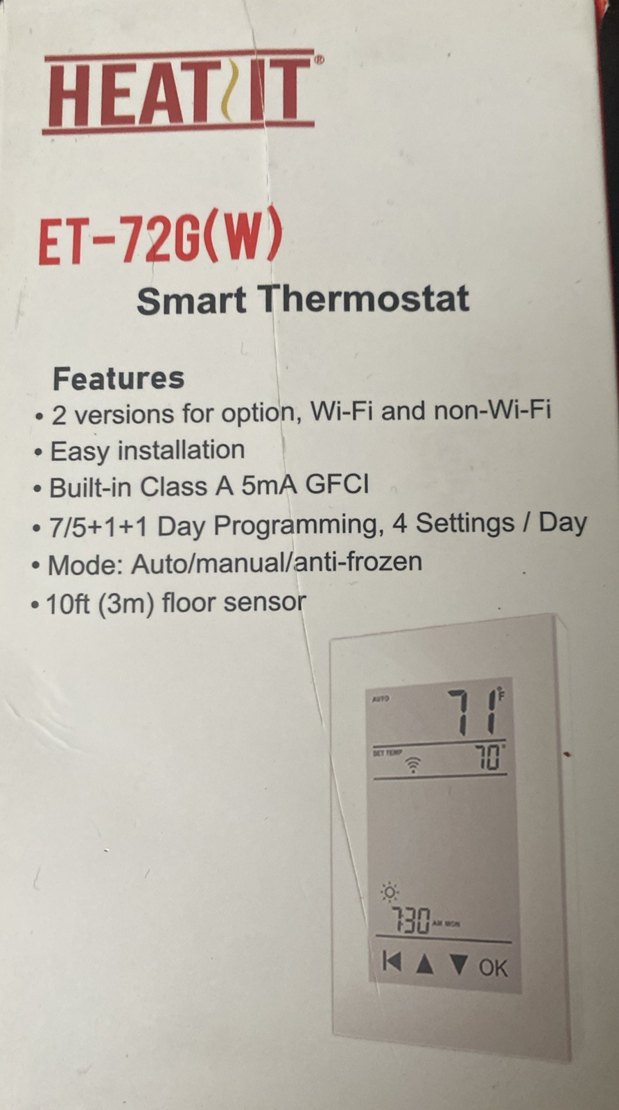 HEATIT ET-72G(W) Digital Programmable Thermostat with Large LCD Display gallery