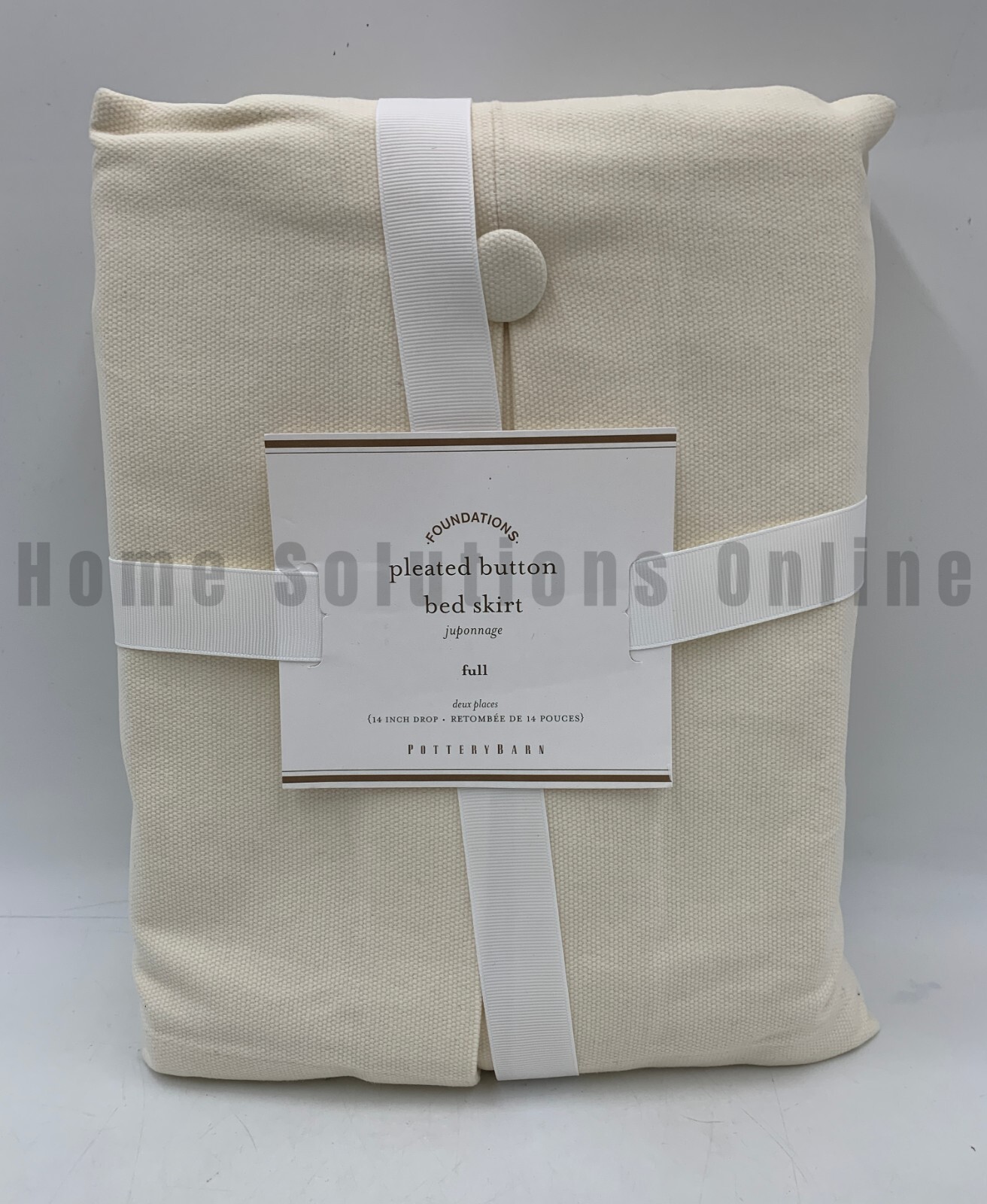 Pottery Barn Pleated Button Cotton Bed Skirt Full Natural Ivory 14" Drop #N406 gallery