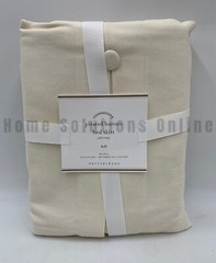 Pottery Barn Pleated Button Cotton Bed Skirt Full Natural Ivory 14″ Drop #N406