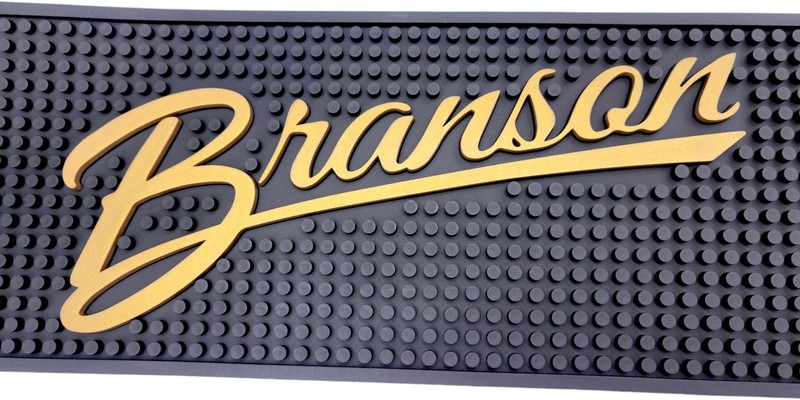 Branson Thick Rubber Bar & Kitchen Mat | Black & Gold | Easy to Clean | Non-Slip gallery