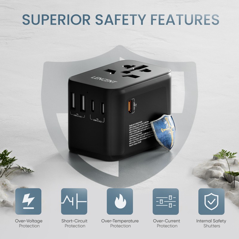 LENCENT Travel Adapter Universal Converter 30W Fast USB Wall Charger Power Plug gallery