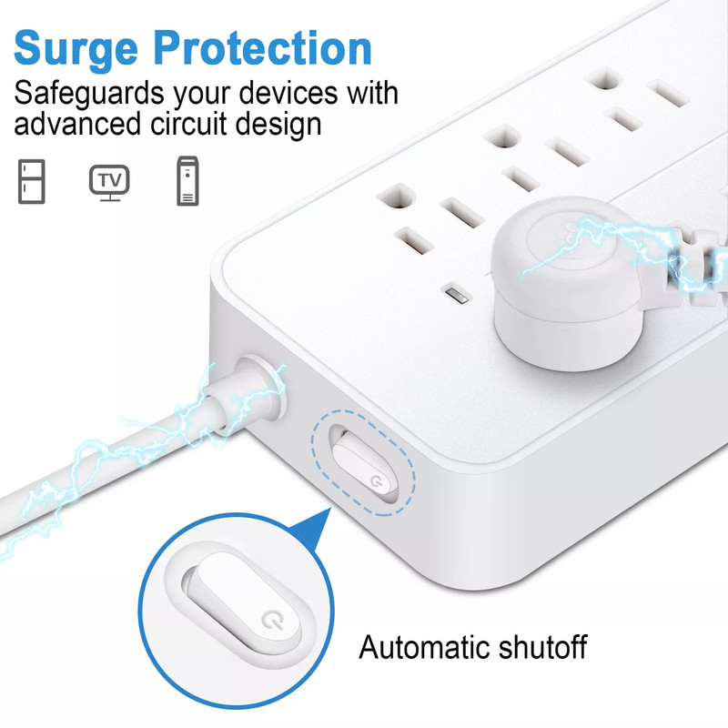 Wall Mountable Usb Surge Protector Power Strip With USB Ports 8 Outlet Plugs gallery