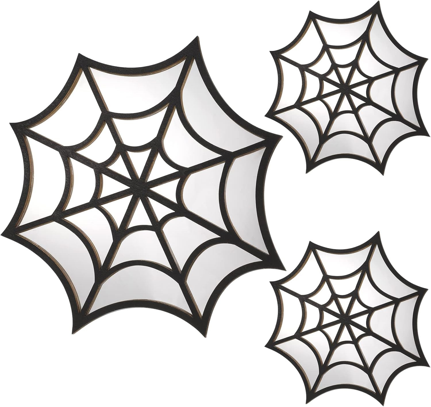 JieyueJewelry 3 Pack Gothic Spider Web Style Mirror 10"L x 10"W, Black gallery
