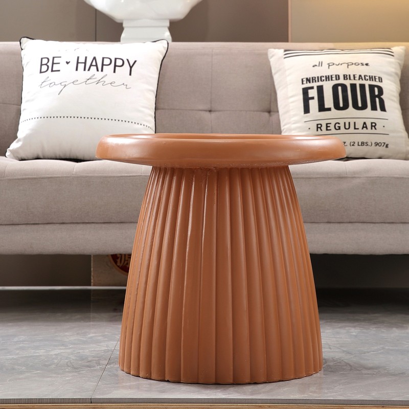 Magnesium Oxide Accent Table 19.69" Round Light Coffee Outdoor gallery