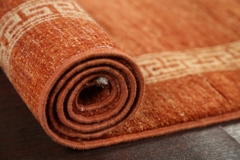 Bordered Gabbeh Kashkoli Oriental Runner Rug ORANGE Hand-knotted 2' 7" x 8' 11" gallery