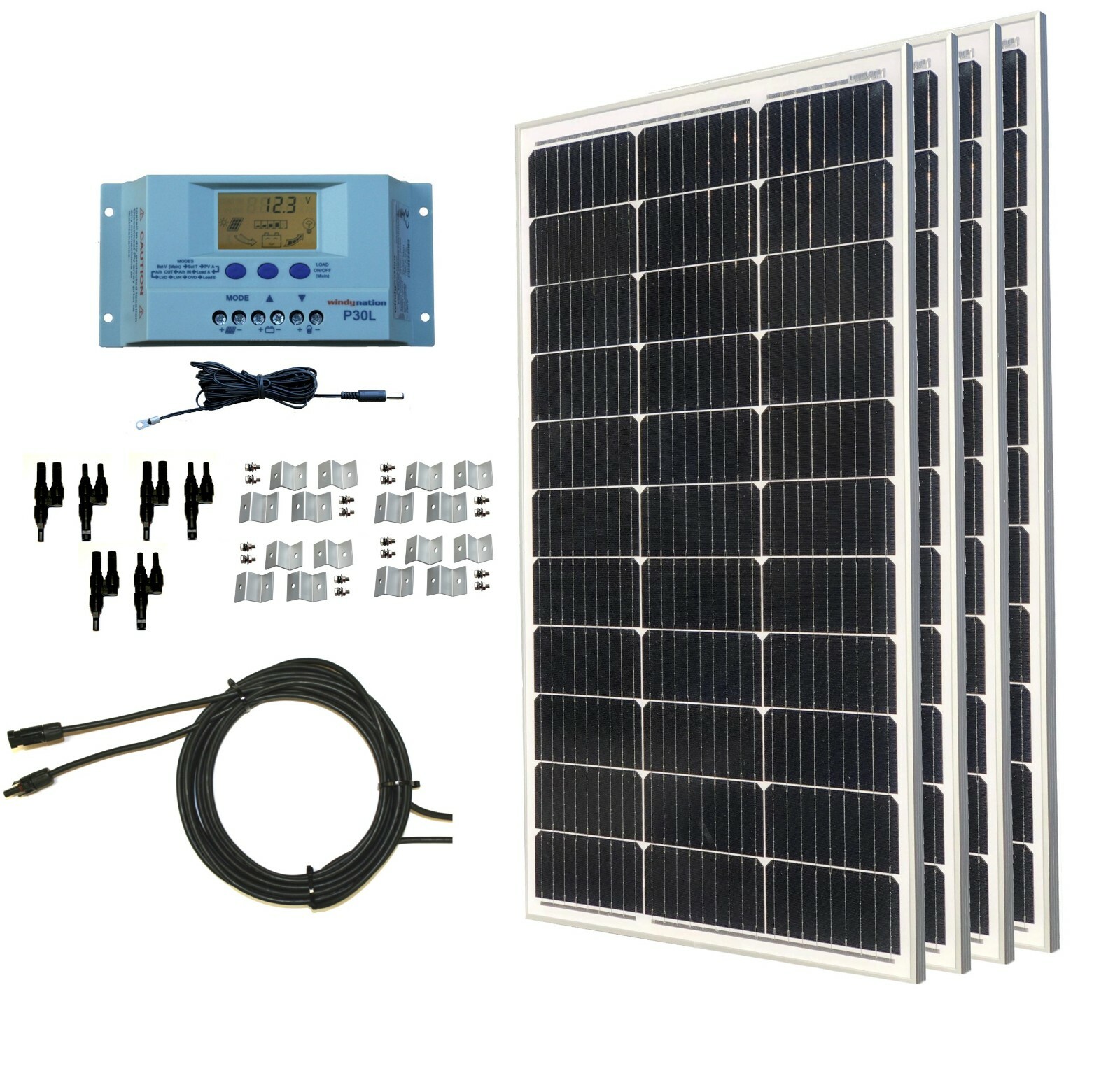 WindyNation 400 Watt Monocrystalline Solar Panel Kit for RV Boat Off-Grid gallery
