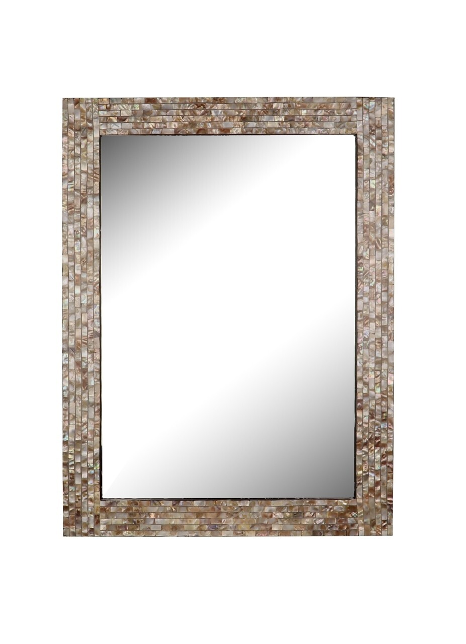 Framed Wall Mirror Reflection Seashell Finish Rectangular 24" Wide x 32" Long gallery
