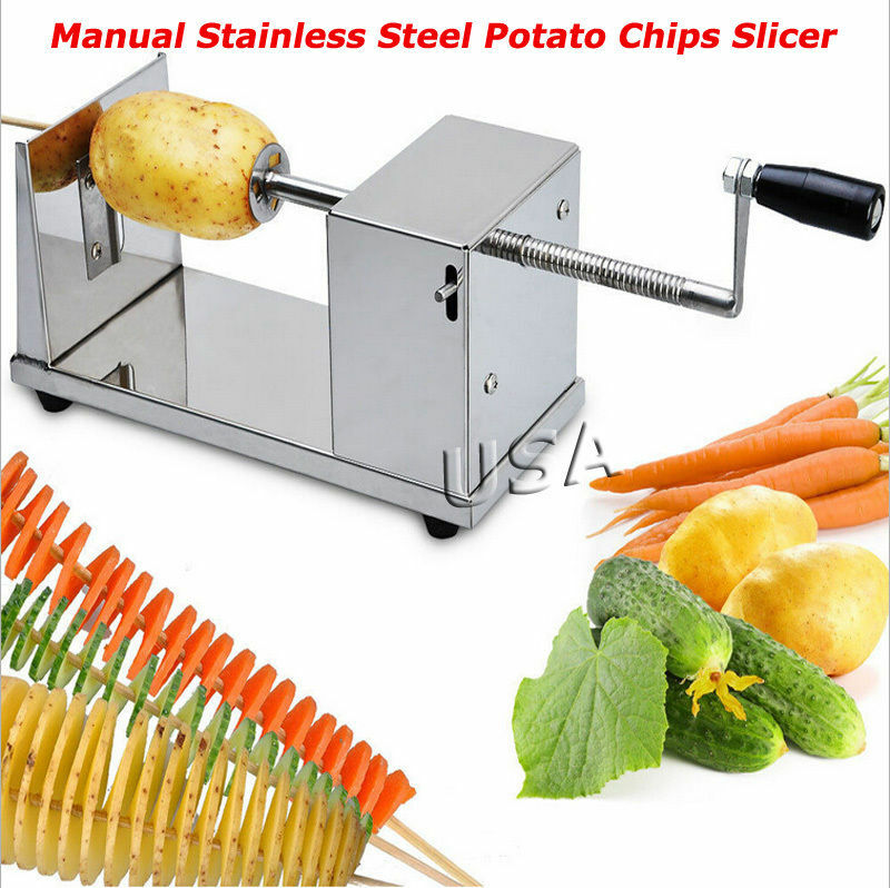 Manual Stainless Steel Potato Chips Slicer Spiral Twister Vegetable Cutter New gallery