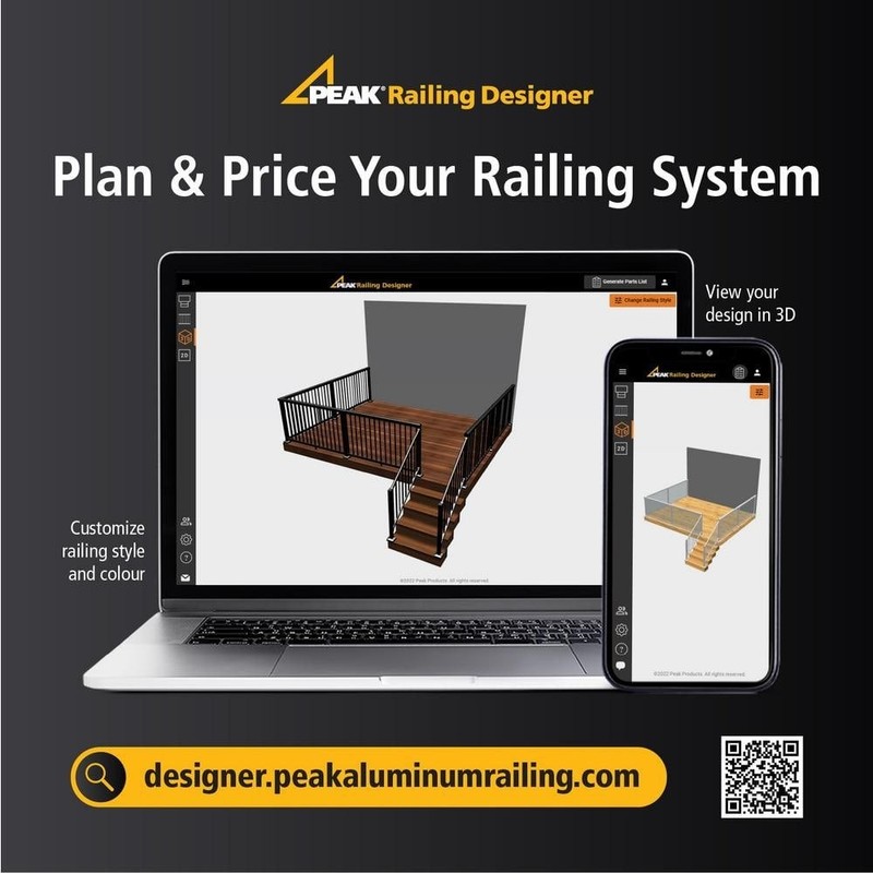 PEAK Aluminum Railing Horizontal Angle Bracket Kit Matte Black 36" 36951 gallery