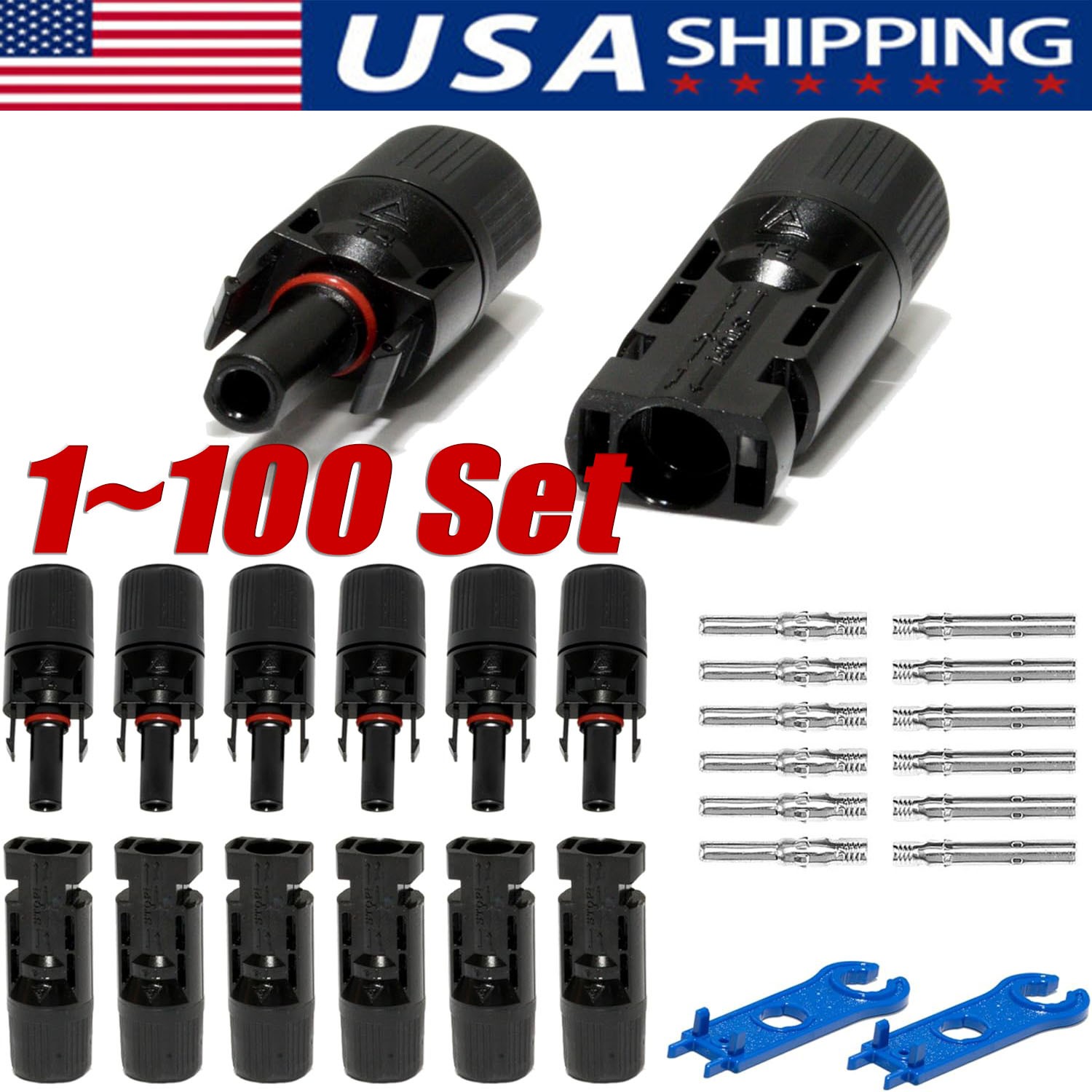 1-100Set Male Female Wire Cable Connector Set Solar Panel Waterproof Connector gallery