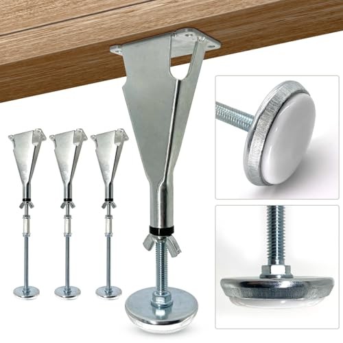 4 PCS Adjustable Bed Center Slat Support Leg, Bed Frame Glide Legs, Center