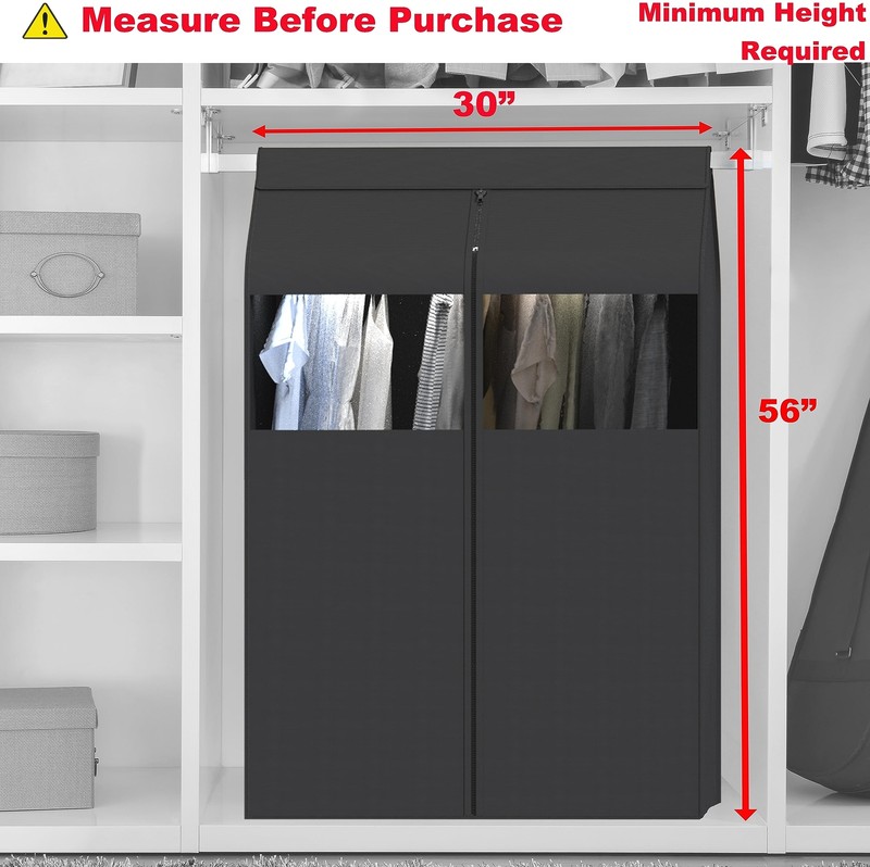 Garment Covers for Clothes Rack/Hanging Clothes, Enclosed Clear Window,Dark Grey gallery