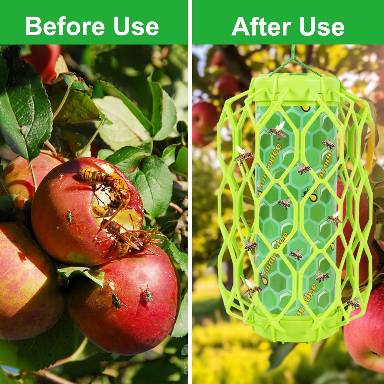 4 Pack Outdoor Wasp Trap, Carpenter Bee and Hornet Catcher, Reusable gallery