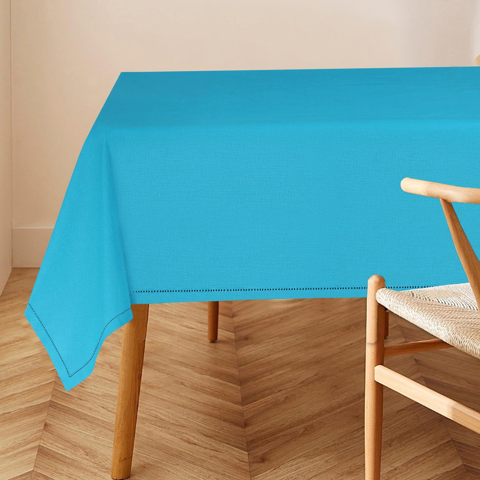 RUVANTI Cotton Linen Table Cloth Rectangle Table 72x54 Inch, Classic Hemstitch, gallery
