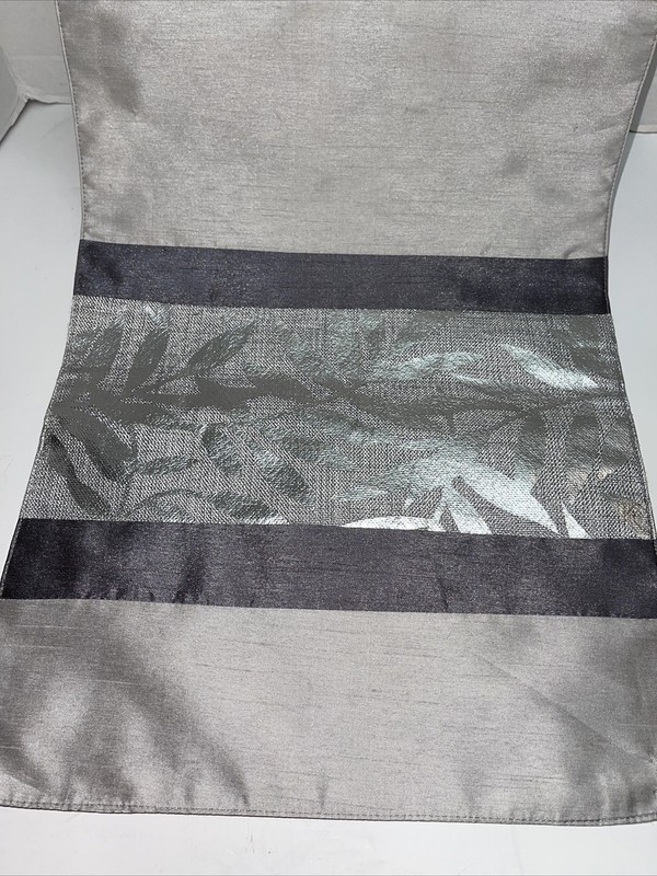 Trend Collection 72" Table Runner Silver Gray Metallic Leaf Design Holiday gallery