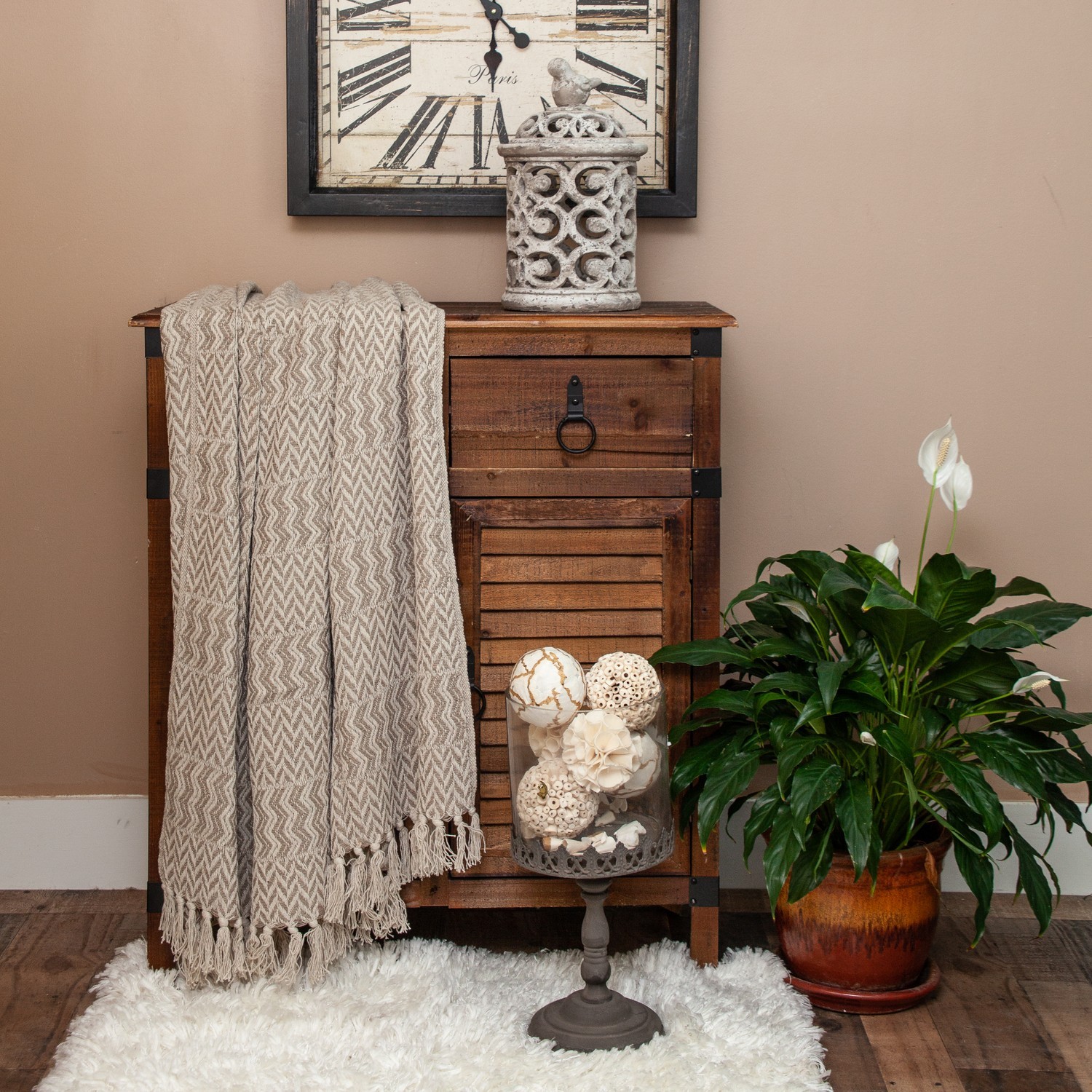 Parkland Collection Alma Brown Handloomed Cotton Throw Blanket with Fringe 52x67 gallery