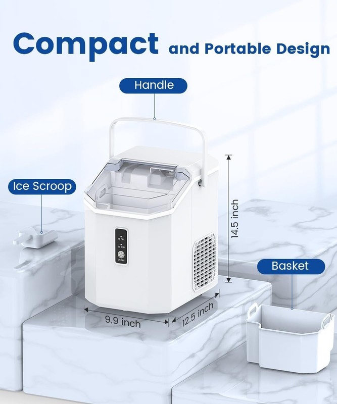 Countertop Ice Maker Machine with Handle, 34LBS/24H gallery