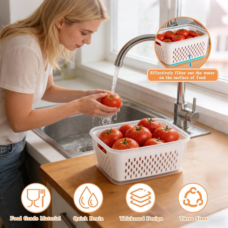 Fruit Storage Containers for Fridge, 4 in 1 Food Storage Container, Produce Stor gallery