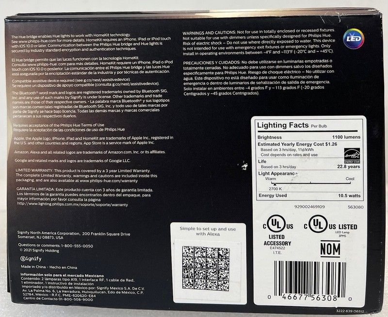 Philips - Hue White A19, 2 pack, Bluetooth 75W Smart LED Starter Kit -FREE S/H gallery