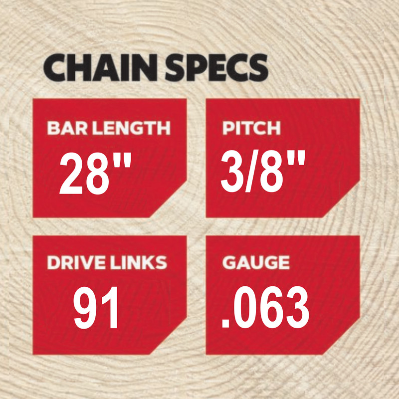 OREGON PowerCut Full Chisel Chain 28" 3/8 Pitch .063 Gauge, 75EXL091G gallery