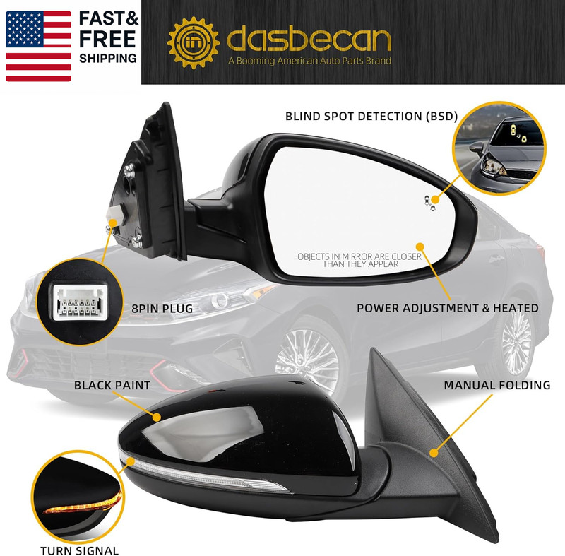 Passenger Side Mirror Compatible with 2019-2024 KIA Forte with Power Glass/Heate gallery