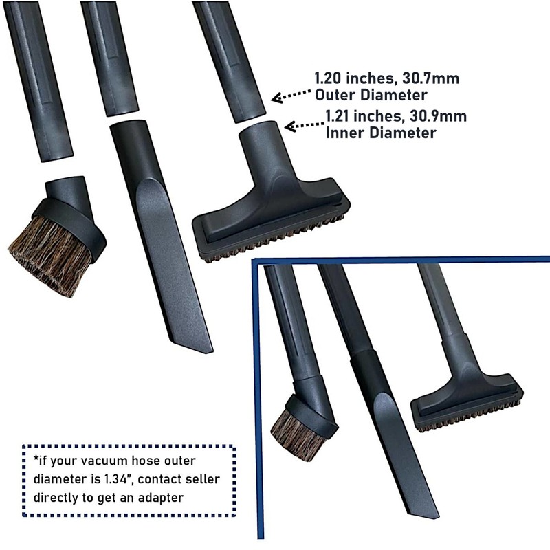 MaximalPower Vacuum Attachments Accessories Cleaning Kit Brushes for 1 1/4" Hose gallery