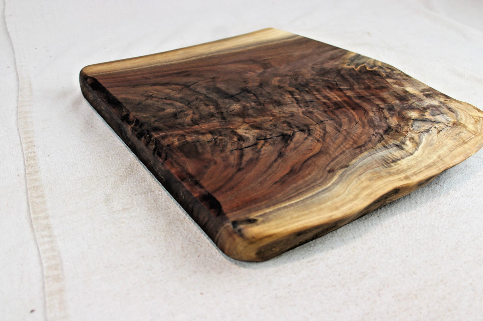 Black Walnut Live Edge Reversible Charcuterie Board 14 L x 15.5W x 1.7"T #3261 gallery