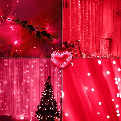 300 LED Curtain Christmas String Lights, Backdrop Fairy Lights With Remote Red gallery
