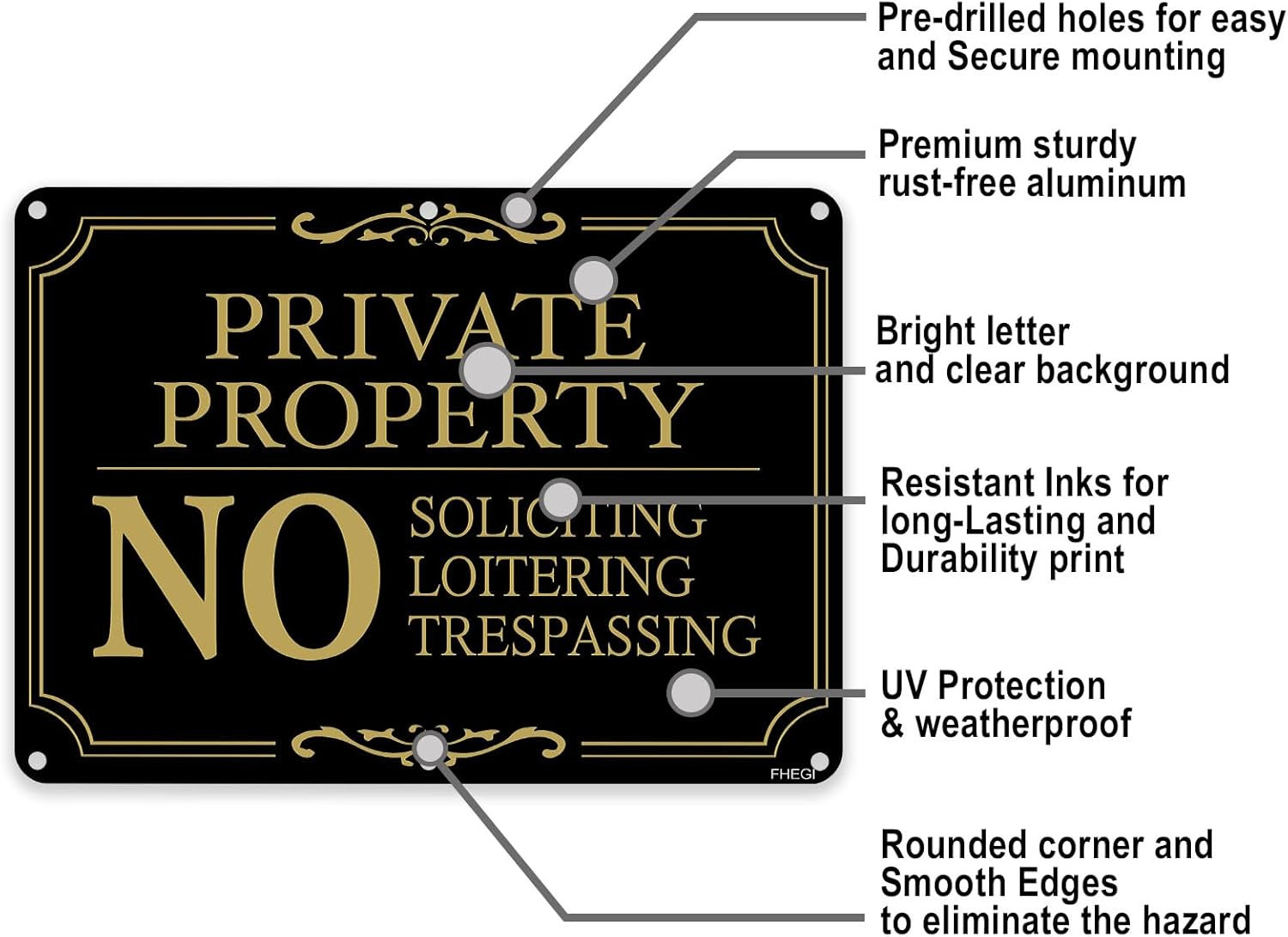 Private Property Warning Signs 2 Pack No Trespassing No Soliciting Signs Black gallery