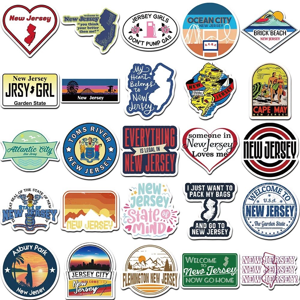 10 Random New Jersey Stickers NJ Garden State Decal Laptop Hydro Free Shipping gallery