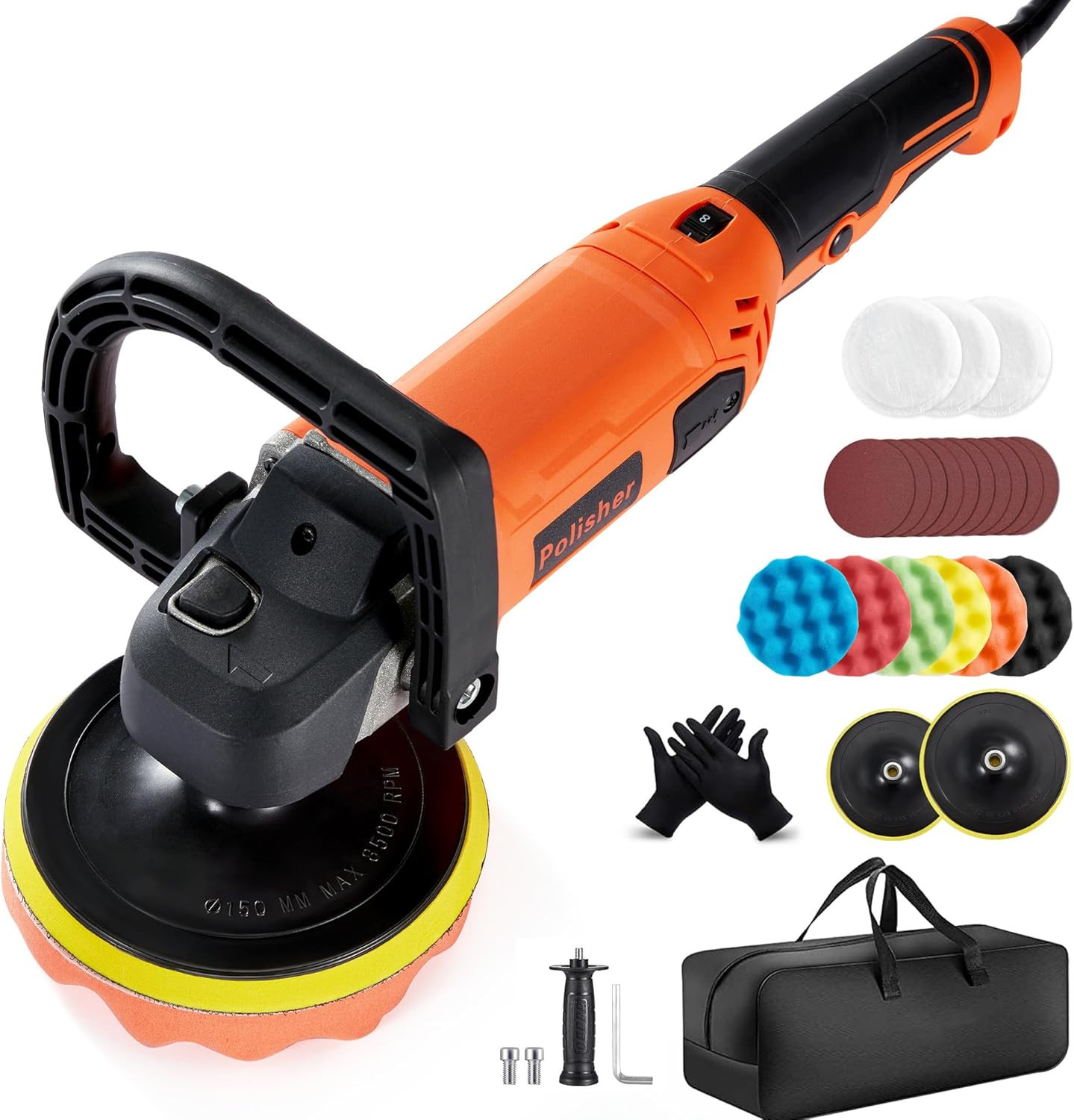 Buffer Polisher, 1600W 7 Inch/6 Inch Rotary Buffer Polisher Waxer, 8 Variable Sp gallery
