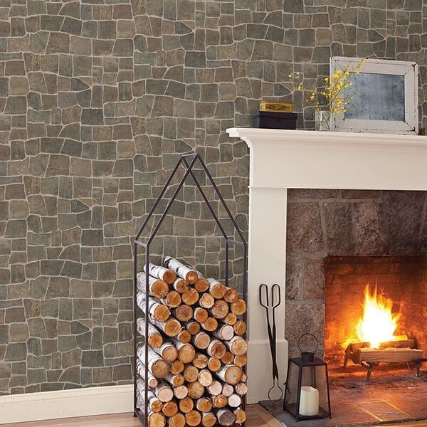 Multi-Color in Neutrals Slate/Stone Prepasted Wallpaper 2767-44151 gallery