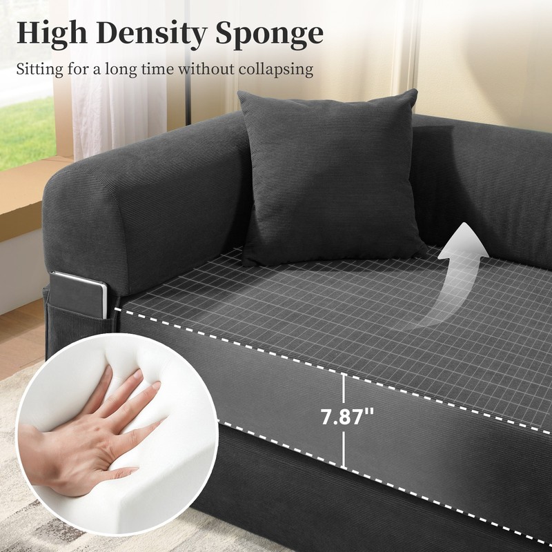 80" Convertible Sofa Bed, No Assembly Deep Seat Boneless Couch Sofa in Box gallery