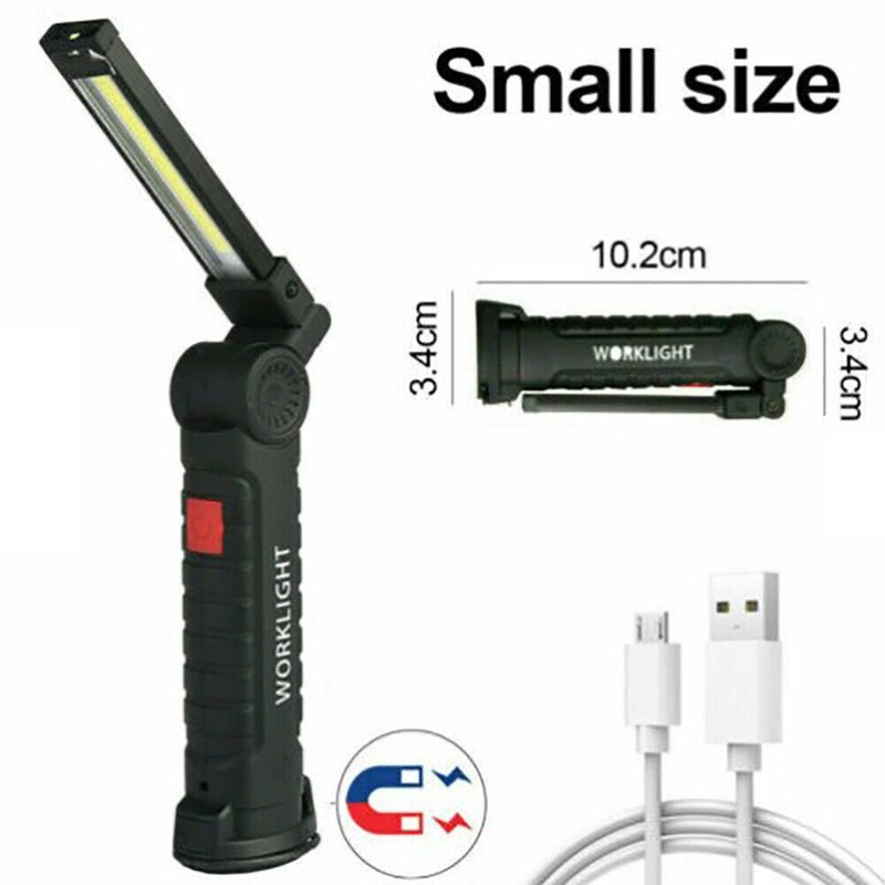 2 Pack Magnetic Base LED COB Work Light Rechargeable Mechanic Torch Flashlight gallery