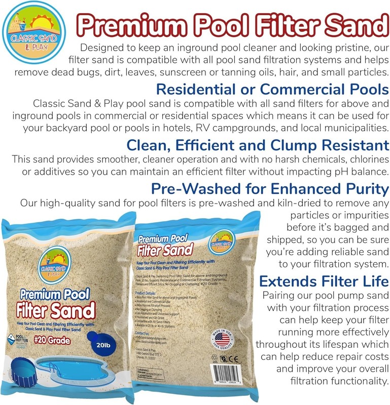 Pre-Washed Filter Sand for Residential & Commercial Pools - 20 lbs gallery