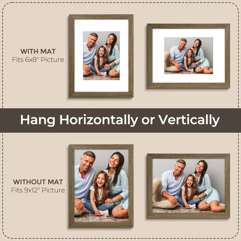 6 Pack Picture Frames Set Engineered Wood Gallery Wall Frame Set with Plexiglass gallery
