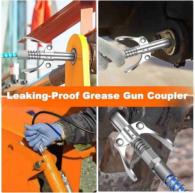 Grease Gun Coupler: Double Handle, High Pressure, Quick Release Lock Oil Nozzles gallery