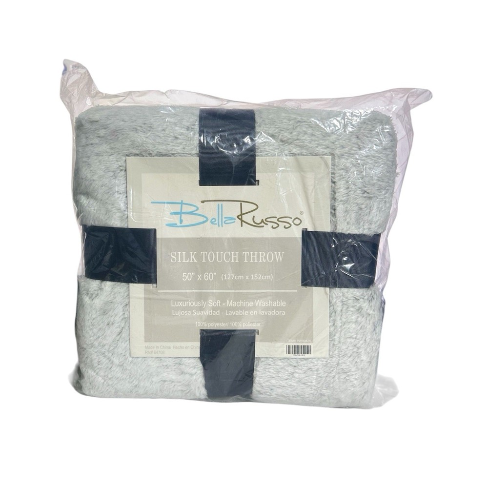 Bella Russo Silk Touch Throw Blanket Soft Machine Washable – Gray 50"x 60" NEW