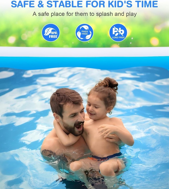 Portable Inflatable Swimming Pool - 145" Family Fun for All Ages, 635 Gallons gallery