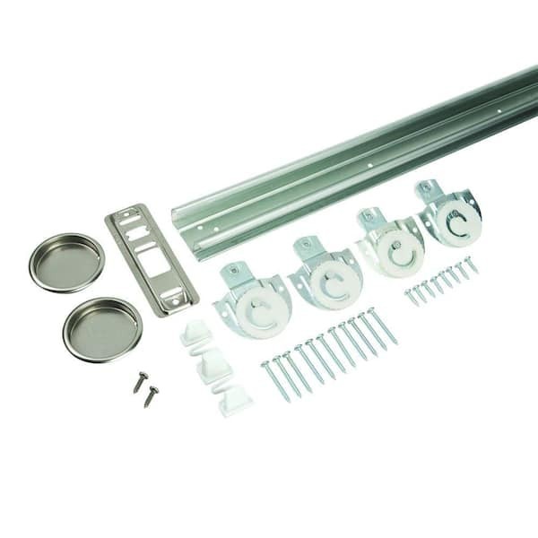 Durable Double Closet Track Rolling/Sliding Door Hardware Set Kit 48 in. Steel gallery