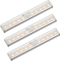 3 Pack OxyLED Motion Sensor Closet /Cabinet Light Warm Light,Battery Operated