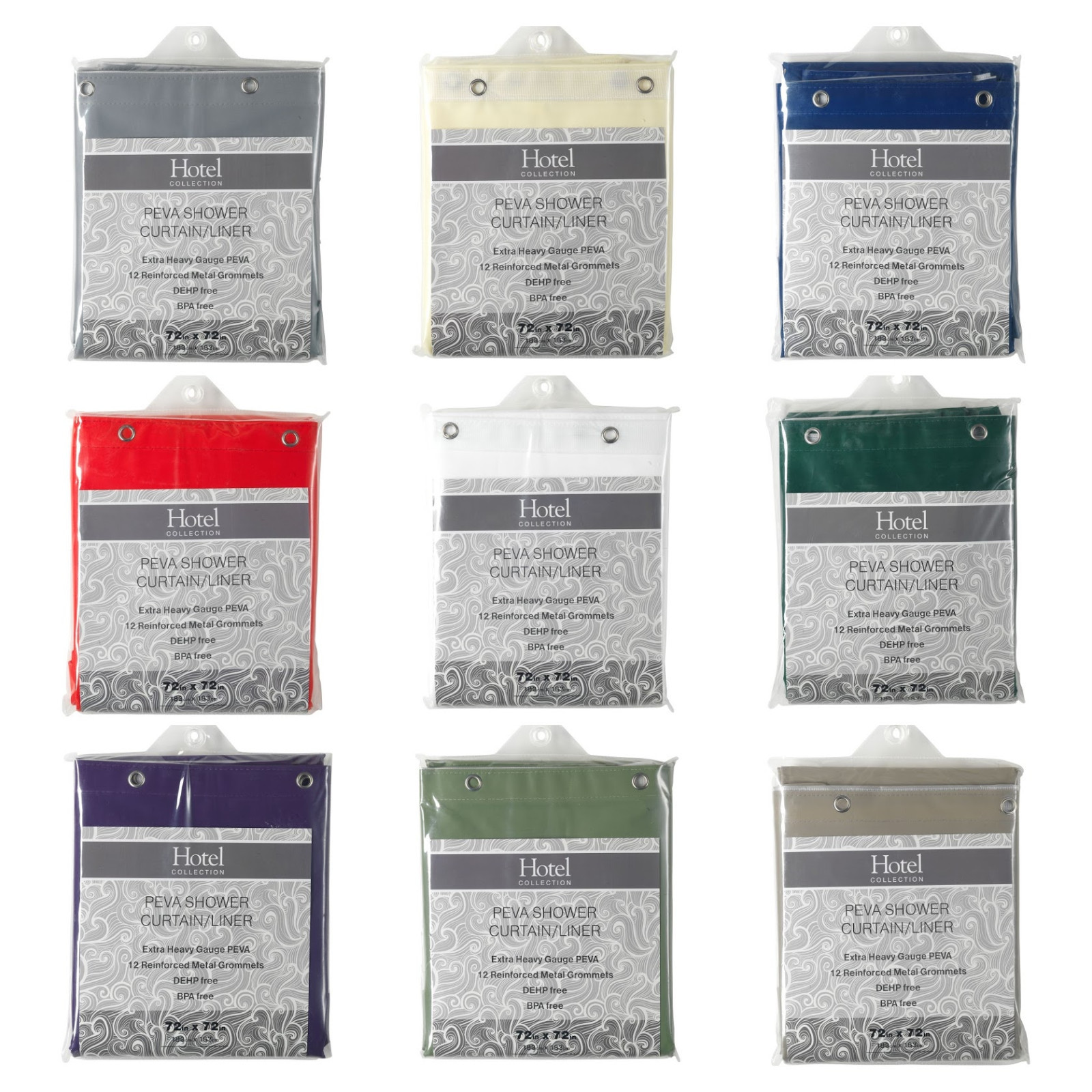 Hotel Collection Non-Toxic 10 Gauge Peva Shower Curtain Liners - Assorted Colors gallery