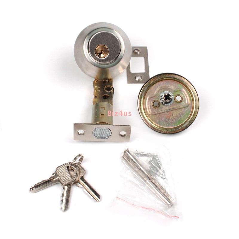 Single Sided Deadbolt Lock Entry Keyed Cylinder 3 Keys Exterior Door Satin Brass gallery