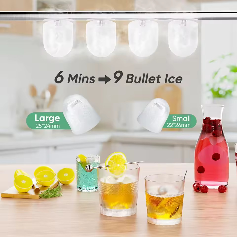 Portable Ice Maker Machine 26lbs/24H 9 Cubes in 6 Mins Self-Cleaning Quiet gallery